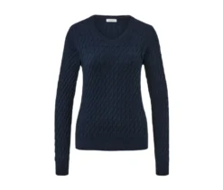 Zopfstrickpullover, dunkelblau