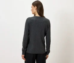 Zopfstrickpullover, grau