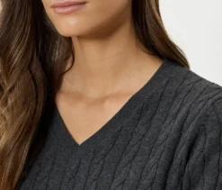 Zopfstrickpullover, grau