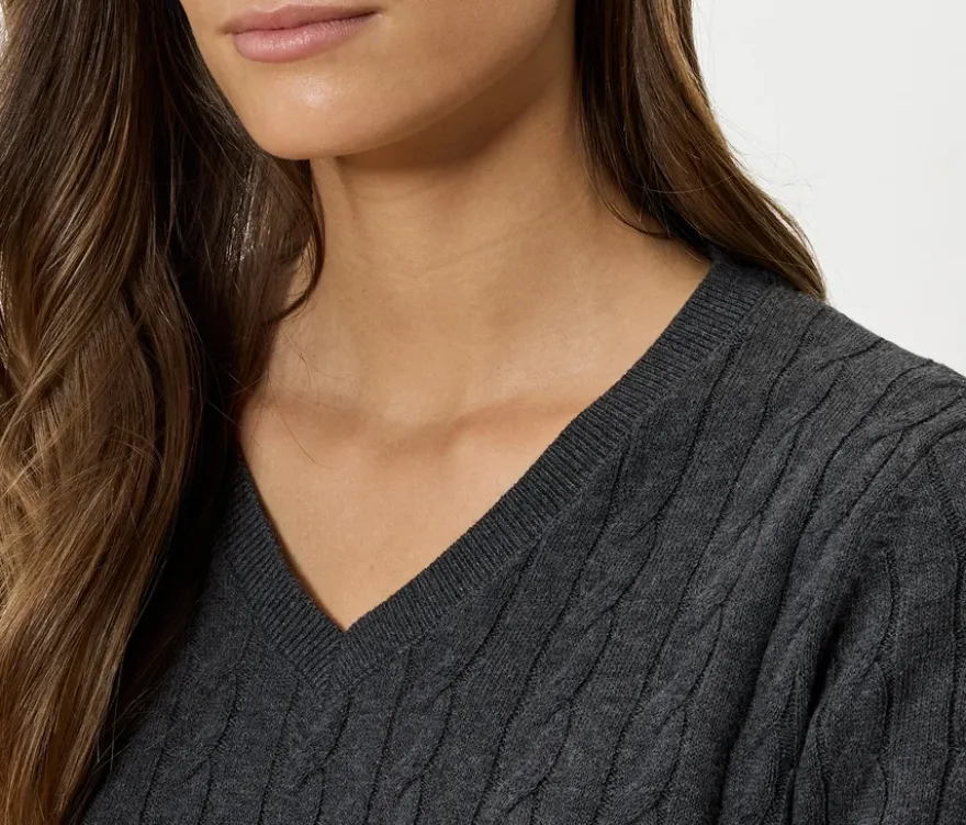 Zopfstrickpullover, grau