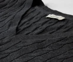 Zopfstrickpullover, grau