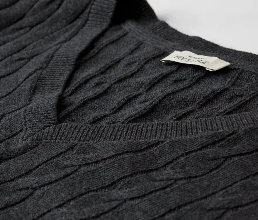 Zopfstrickpullover, grau