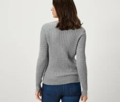 Zopfstrickpullover, grau