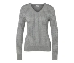 Zopfstrickpullover, grau