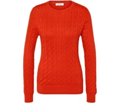 Zopfstrickpullover, orange