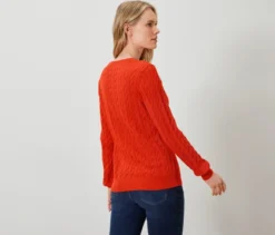 Zopfstrickpullover, orange