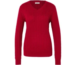 Zopfstrickpullover, rot