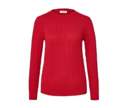 Zopfstrickpullover, rot