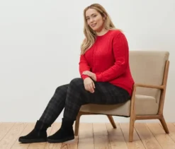 Zopfstrickpullover, rot