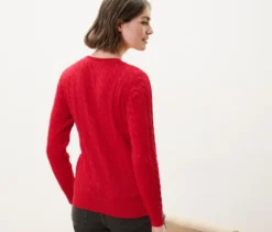 Zopfstrickpullover, rot
